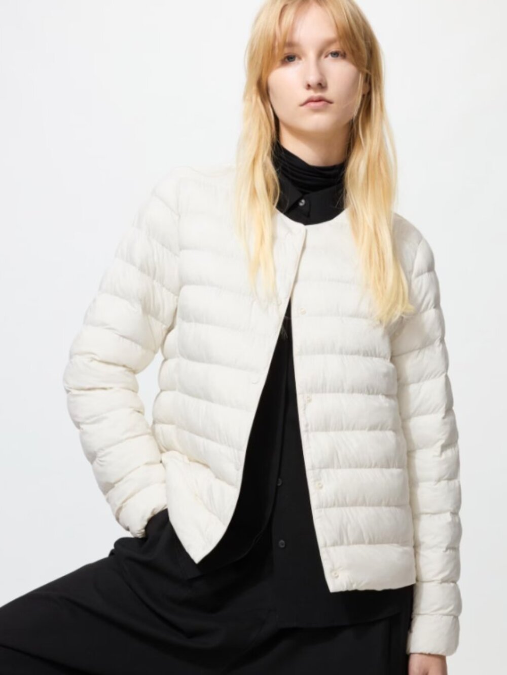 Uniqlo PUFFTECH Jacket Women XXL Off White Packable Puffer Minimalist Utility
